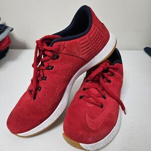 Nike Lunarlon Hyperrev Low Men's 11.5 Red Obsidian Suede 802557-600 EUC